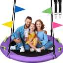 48 inch Tree Swing, Larger Saucer Flying Swing for Whole Family, 900lbs Weight Capacity, with Adjustable Hanging Straps, for Outdoor Playground, Purple
