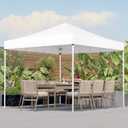 Shades 10x10 Pop Up Canopy, Heavy Duty Beach Tent with Carrying Bag for Easy Moving, Sun Shelter for Parties, Events, Camping, Outdoor Gazebo with 420D PU Coated Waterproof White Fabric