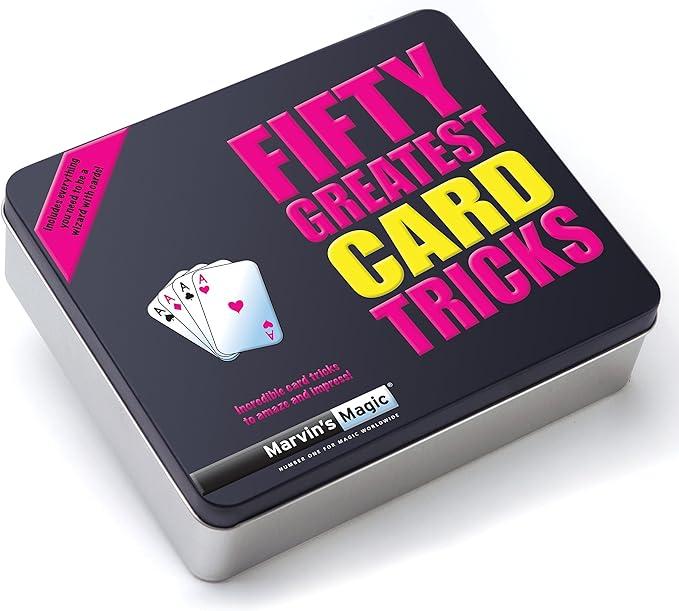 Marvin's Magic - Fifty Greatest Card Tricks Set - Children & Adults Magic Card Deck - Includes Card Illusions, Close up and Mind Reading Tricks - Comes in Gift Set Tin - Suitable for +8 - Cool Stuff