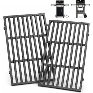 Utheer 7637 Cast Iron Grill Grates Replacement Parts Compatible with Weber Spirit 200 and Spirit II 200 Series E210 E215 E220 S210 S215 S220, 17.5 x 10.2 Inch Cooking Grates, 2 Pack