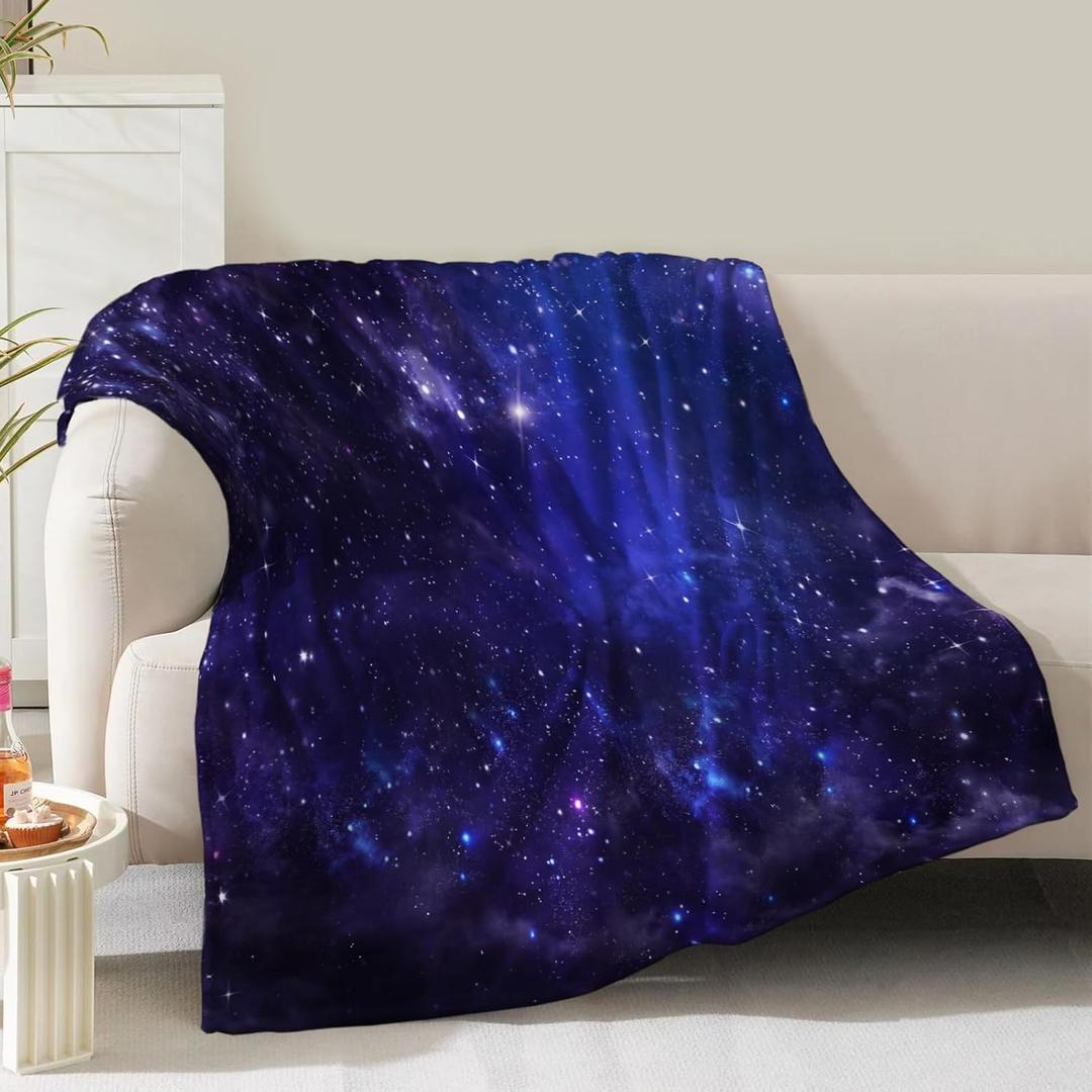 Galaxy Blanket Gifts for Boys Women Girls Birthday Christmas Valentine Presents Science Universe Outer Space Nebula Theme Decor Bedroom Living Room Couch Bed Sofa Soft Kids Adult Flannel Throw 60"x50"