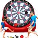 Swooc Games - Premium Inflatable Giant Kick Darts (15+ Ways to Play) - Jumbo Soccer Dartboard with Air Pump - Big Carnival Games - Giant Outdoor Games - Oversized Dart Board Yard & Lawn Game, XL - 8ft