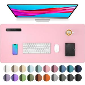 Aothia Leather Desk Pad Protector, Mouse Pad, Office Desk Mat, Non-Slip PU Leather Desk Blotter, Laptop Desk Pad, Waterproof Desk Writing Pad for Office and Home (31.5" x 15.7", Fairy Pink)