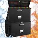 2 Pack Fireproof Document Box File Organizer - Portable Locking Filing Storage Box with Handle Waterproof for Hanging Letter/Legal Folder Important Document (2pcs, Black)