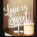 Love Is Sweet Table Sign,Wooden Dessert Table Decor,Wedding Party Sign for Wedding Bridal Shower Engagement Bachelorette Party Decor