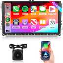 4G+64G Car Radio Stereo with Wireless CarPlay Android Auto, 9 Inch IPS Android 13 GPS WiFi Bluetooth DSP Audio Touch Screen Head Unit for VW Passat Jetta Tiguan Golf MK5 MK6 T5 EOS Polo