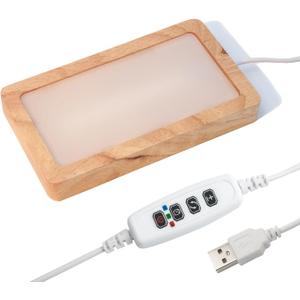 Rectangle LED Light Base with Timer & Adjustable Brightness - Wood Display Stand for Glass Art,Crystal Display,6 inch