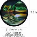 Oneshow Moving Sand Art Wall Art 3D Deep Sea Sandscape 360 Rotation Circular Sand Art Liquid Motion Wall Decor Relaxing Mood for Home Office Glass Craft Gifts for Adults (Green-17.3 in)