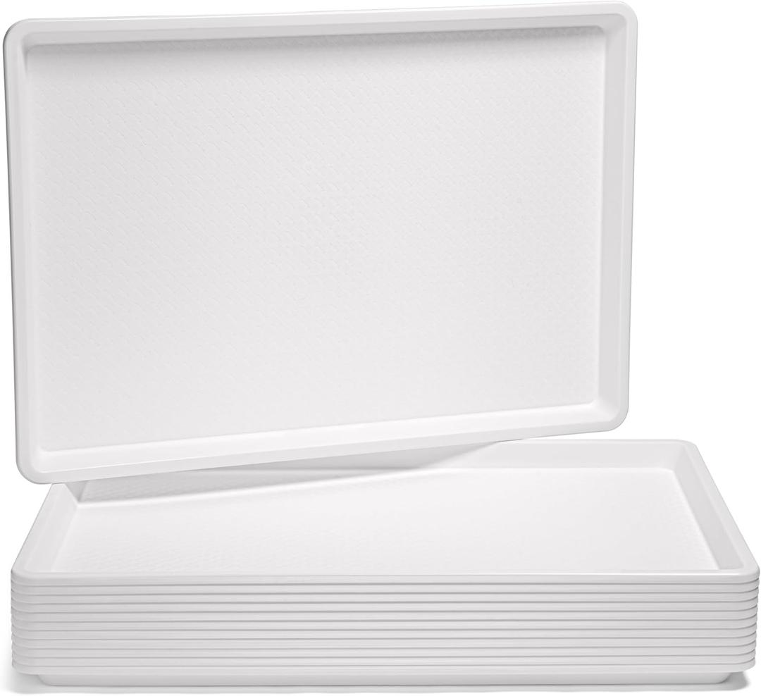 White Rectangular Extra Large Plastic Tray - 18 x 26 Inches, Sturdy, Food, Crafts, Storage