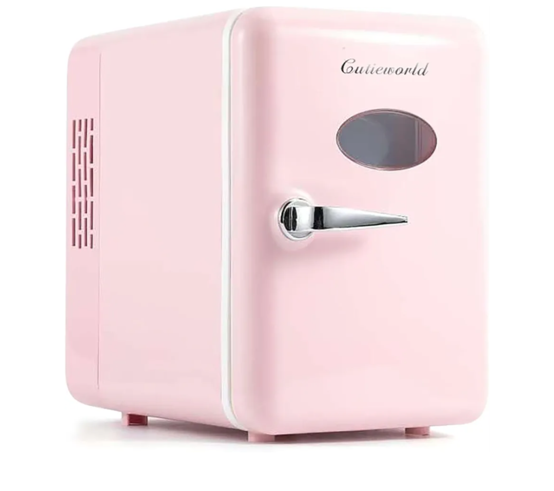 Mini Beverage Cooler for Office, Pink