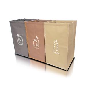 NYIKA - Recycling Organizer - Reusable Recycling Bags - Recycling Sorter - Trash Sorting Bins - 3 Compartment Recycle - Pack of 3 Bags Without Lid