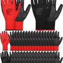 Honeydak 36 Pairs Gardening Gloves for Men Women Breathable Rubber Coated Garden Gloves (Black, M)