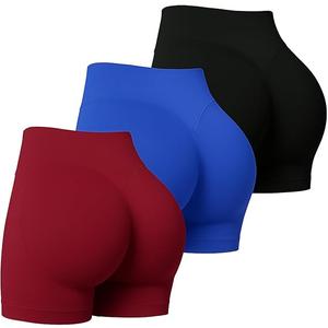 Coume 3 Pack Women Workout Impact Shorts 4.5" Scrunch Butt Lifting High Waisted Seamless Biker Athletic Gym Yoga Shorts, Size -XXL