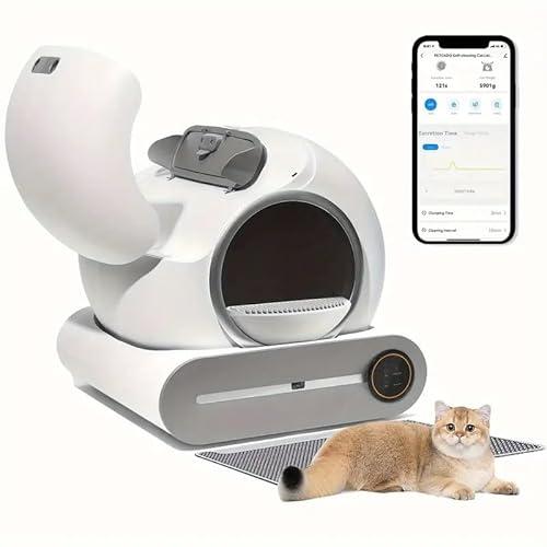 Automatic Cat Litter Box Self-Cleaning – 65L Large Capacity, 9L Waste Bin – Smart Robot with WiFi App, Odor Control, Quiet & Safe – Enclosed Electric Catbox for Multiple Cats