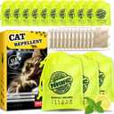12 Pack Extra Strength Cat Repellent Pouches  Natural Cat Indoor Outdoor Odor Deterrent, Dual-Action Mint & Lemon Formula for Gardens, Furniture