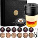 Electric Whiskey Smoker Kit Built-in Lighter, Rechargeable Old Fashioned Cocktail Bourbon Drink Smoker kit with 6 Wood Chips Whisky Kit Gifts for Men Dad Husband Boyfriend Mens