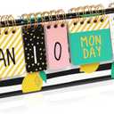 Lemon Perpetual Flip Calendar for Office Desktop, Classroom Supplies, Desk Calendar with Day, Date, and Month Display for Planning, Home, Kitchen Decor (8 x 3.5 Inches)