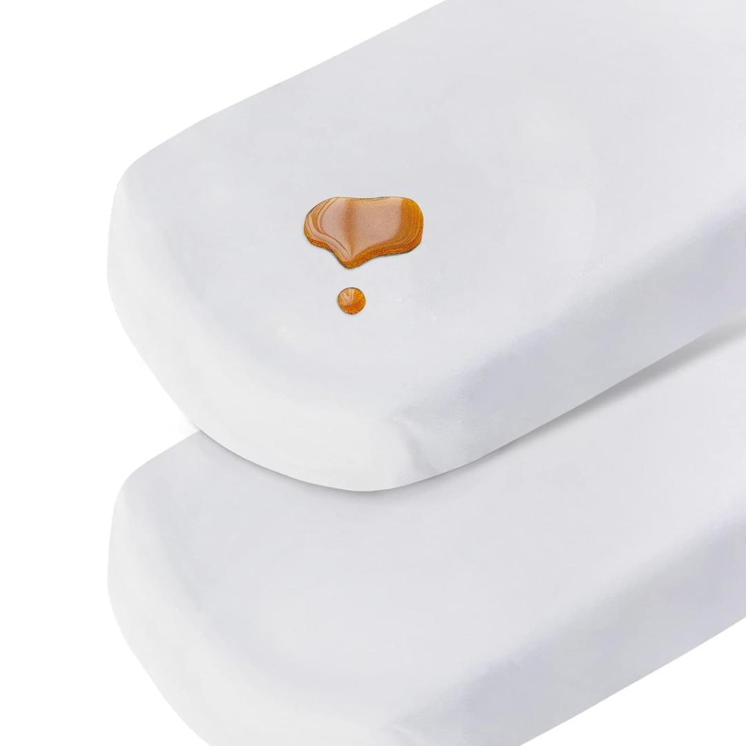 Bassinet Sheets Waterproof 2 Pack Bassinet Mattress Protector Cotton Fitted Cradle Sheets Set for Oval Rectangle Hourglass Mattres, Soft Breathable Mattress Pad Cover Baby Girl Boy, White, Perfect Snug Fit: Measuring 32" X 16"x 4"