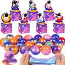 28 Pack Valentines Day Gifts for Kids Classroom Galaxy Slime with Astronaut Valentines Cards Boxes, Valentines Classroom Exchange Gifts School Party Toys for Boys Girls