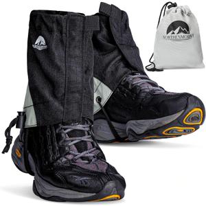 Gaiters for Hiking Waterproof  600D Nylon Oxford Gaiters for Men and Women  Adjustable One Size Fits All Hiking Accessories Waterproof Boot Covers  Steel Hook and Elastic Band