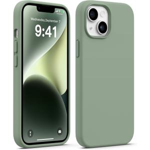 AOTESIER Compatible with iPhone 14 Case, Full Body Food-Grade Silicone Wear-Resistant, Anti-Drop Protection with Soft Anti-Scratch Microfiber Lining Phone Case for iPhone 14, 6.1 inch, Calke Green