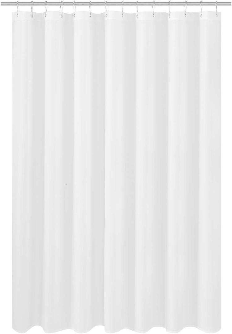 N&Y HOME Fabric Shower Curtain Liner Wide and Long 78 x 78 inches, Hotel Quality, Washable, Water Repellent, White Bathroom Curtains with Grommets, 78x78