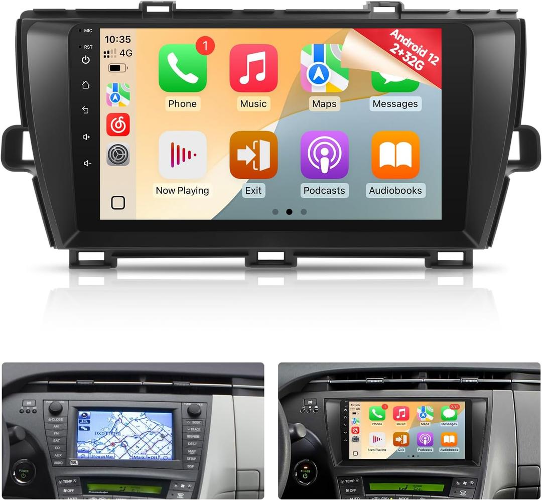 Naifay 8Core Android12 Car Radio for Toyota Prius 2010-2015, 9" IPS Touchscreen for Prius Stereo with Carplay Android Auto/Bluetooth/Wi-Fi/FM/GPS/SWC/Canbus(Fit Big Screen with J.B.L Logo on Left)
