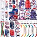 Paterr 102 Pcs Hockey Party Favor Supplies Set Include Hockey Drawstring Bags Silicone Bracelets Badge Buttons Spiral Notebooks Pencils and Erasers Bookmarks and Stickers for Gifts