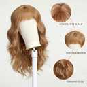 Esmee Strawberry Blonde Long Wavy Wig with Bangs for Women Natural Synthetic Hair Heat Resistant Wigs for Daily Party Cosplay Wear 22 Inches