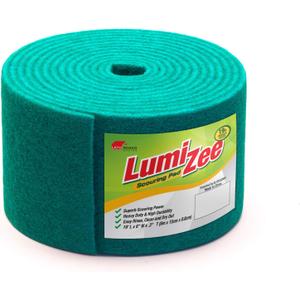 Green Scrubbing Pad Roll 19ft Economy Size Medium Duty Abrasive Scrub Sponge Scouring Pads 19ft x 6in x 0.3in (6m x 15cm x 8mm) Scrubby Tough Stains Cleaning Pans Dishes Stoves Bathroom Sinks Grills