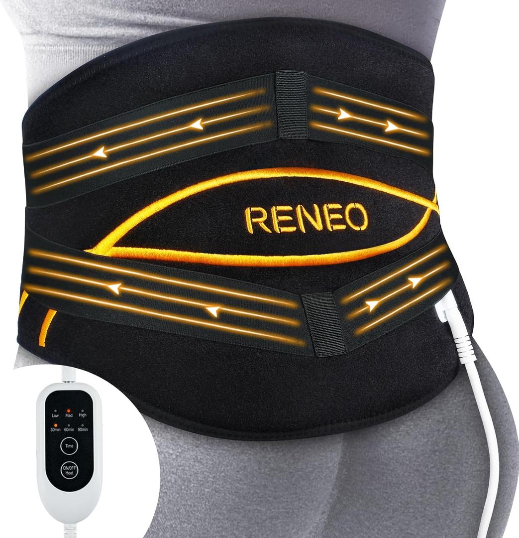 Heating Pad for Back Relief, Wearable Heating Pad with Adjustable Compression Belt, 3 Heat Levels & 3 Timer Settings, Soothing Heat Therapy for Lower Back, Lumbar, Waist & Abdomen