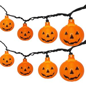 GOOTHY Halloween Pumpkin String Lights, 8.5Ft Outdoor Halloween Decorations Lights with 10 Jack-O-Lantern Lights, Hanging Pumpkin String Lights UL Listed for Party Patio Garden Window Decor