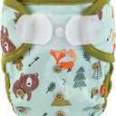 Baby Cloth Diaper Cover Nappy Hook and Loop Double Gusset 6.6lbs to 33lbs (Teepee Bears Foxes) One Size