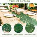 AerWo 4Pcs Artificial Palm Leaves Table Runners 72 Inch, Tropical Palm Leaves Table Runner Faux Leaf Table Cloth for Wedding Hawaiian Luau Jungle Summer Party Tropical Baby Shower Table Decorations
