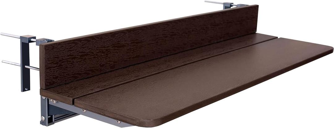 Balcony Table Bar for Railing, Outdoor Deck Rail Hanging Table, Adjustable Height Small Folding Desk for Patio, Saving Space Foldable Balcony Bar for Garden (80*27cm / 31.4*10.6inch, Brown)