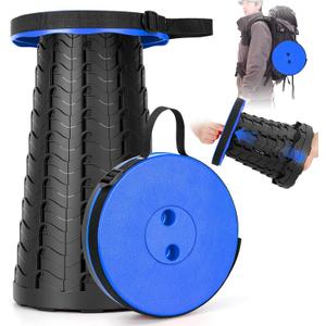 Collapsible Stool, Folding Chair - Upgraded Portable Chair with 400lbs Load Capacity, Perfect for Camping, Fishing, Hiking - Folding Stool with Carrying Straps, Gifts for Fisherman (Blue)