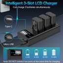 Artman NP-FW50 Battery 3-Pack and Upgraded 3-Slot ZV-E10 Battery LCD Charger for Sony ZV E10, Alpha A6500 A6400 A6300 A6000 A5100 A5000, A7S II, A7S, A7R II, A7R, A7 II, A7, RX10 II III IV Cameras