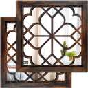 Wocred 2 PCS Square Wall Mirror,Gorgeous Rustic Farmhouse Accent Mirror,Caramel Color Entry Mirror for Bathroom Renovation,Bedrooms,Living Rooms and More(12x12)