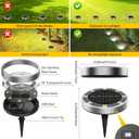 6 Pack Solar Ground Lights Outdoor, 8 LED Mini Flat Solar Disk Lights, IP65 Waterproof Anti-Rust Disc Light, Landscape Lighting for Garden Pathway Yard Walkway Driveway Lawn,Cool White