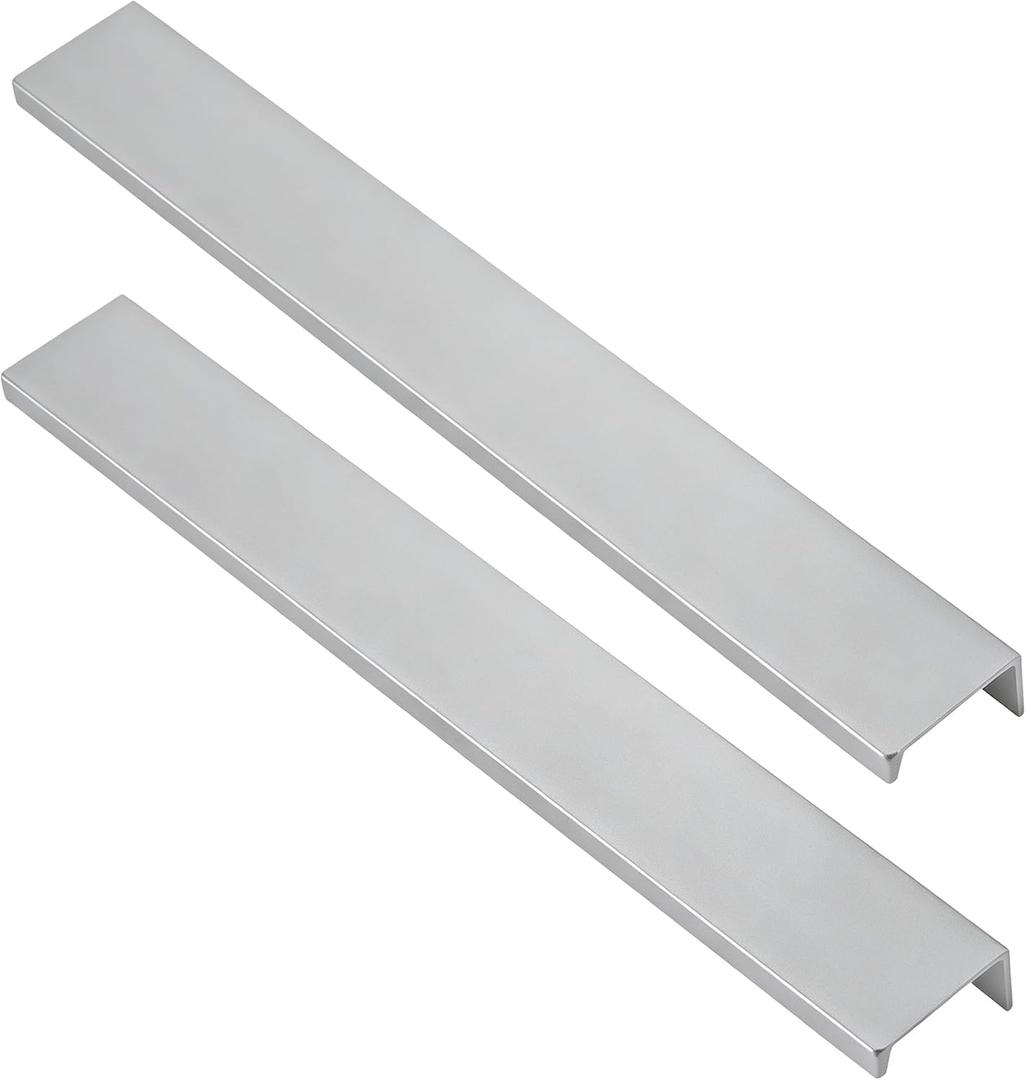 LC LICTOP 9.84 Inch Silver Finger Pulls for Cabinet 6Pcs, 7.56 Inch Hole Spacing, Aluminum Alloy Edge Pulls Furniture Handle, Back Mount Concealed Handles for Cupboard, Drawer, Dresser, Wardrobe