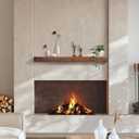 AZSKY Rustic Fireplace Mantel Shelf Floating Fireplace Mantel Dark Walnut 36 Inch Long Wall Mount Mantel for Fireplace Deep Wall Shelf Set of 1 with Invisible Wooden Bracket