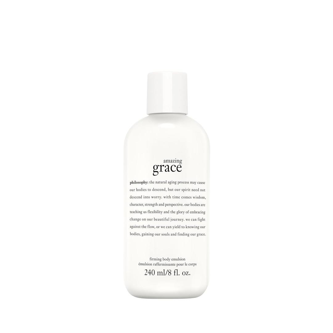 philosophy amazing grace firming body emulsion - luxury scented body lotion - formulated with shea butter for fast absorbing hydration - skin feels soft and smooth - suitable for all skin types