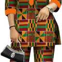XIAOHUAGUA African Suits for Women Print Wax Plus Size 2 Piece Outfits Top and Pants Sets Fashion Women in African Clothing (XX-Large, T19)