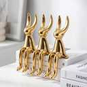 Pinkunn Set of 3 Easter Bunny Decor, Electroplated Sitting Bunny Figurine Statue, Ceramic Gold Rabbit Figurines Showpiece for Easter Table Decor, Spring Home Shelf Desk Counter