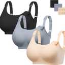 Angelhood Seamless Nursing Bra for Women Wire Free Full Coverage Comfort Maternity Bra with Extra Extender,3P 4XL