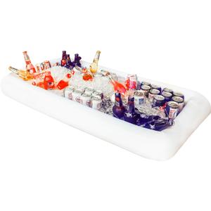 Novelty Place Inflatable Ice Serving Tray Buffet Bar with Drain Plug - Salad Food & Drinks Inflatable Cooler for Party Picnic and Camping (Pack of 1) (White)