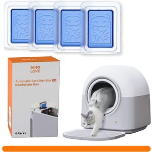 4-Pack Deodorizer for Self-Cleaning Litter Box Automatic Electronic Hands-Free Smart Robot self Cleaning Litter Box - Safe Anti-Pinch, Odor Control,for Multiple Cats