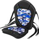 Extra Thick Kayak Seat with Back Support, Hard Support Replacement Paddle Board Seats for Sit-On-Top Kayaks, Canoe, SUP - Blue&White