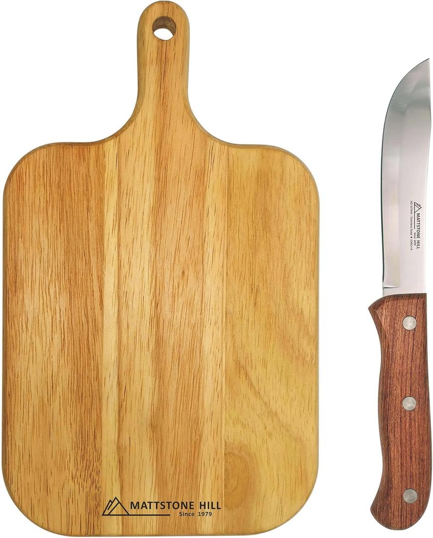 MATTSTONE HILL Acacia Cheese Knife Board Set - Soft & Semi Hard Cheese Knife, Charcuterie Board, Wood Serving Platter