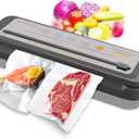MegaWise Vacuum Sealer Machine - Powerful 80kPa Suction, Built-in Cutter, One-Touch Operation, Includes 10 BPA-Free Bags, Dry & Moist Modes, Keeps Food Fresh 5x Longer (16.14 x 5.59 x 4.02 inches, Silver Grey)